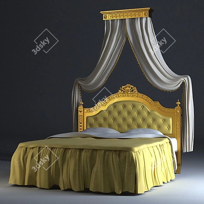 Elegant Othello Canopy Bed 3D model image 1