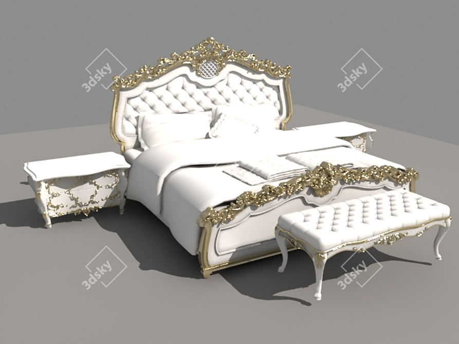 Exquisite Rocco-Co Bed 3D model image 1