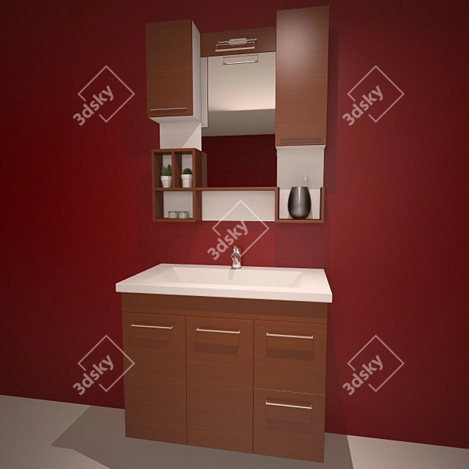 Title: Orka Saros 100 Abanoz Bathroom Cabinet 3D model image 1