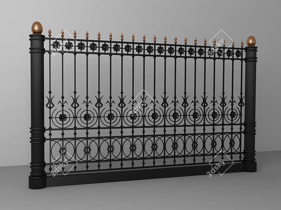 Sleek Steel Fence Panels 3D model image 1