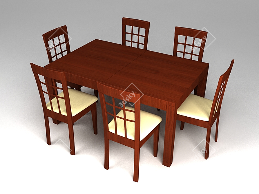 Elegant Dining Set: Table + Chairs 3D model image 1