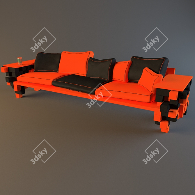 Tetris-style Sofa 3D model image 1