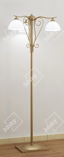 Modern Metal and Glass Floor Lamp 3D model image 1