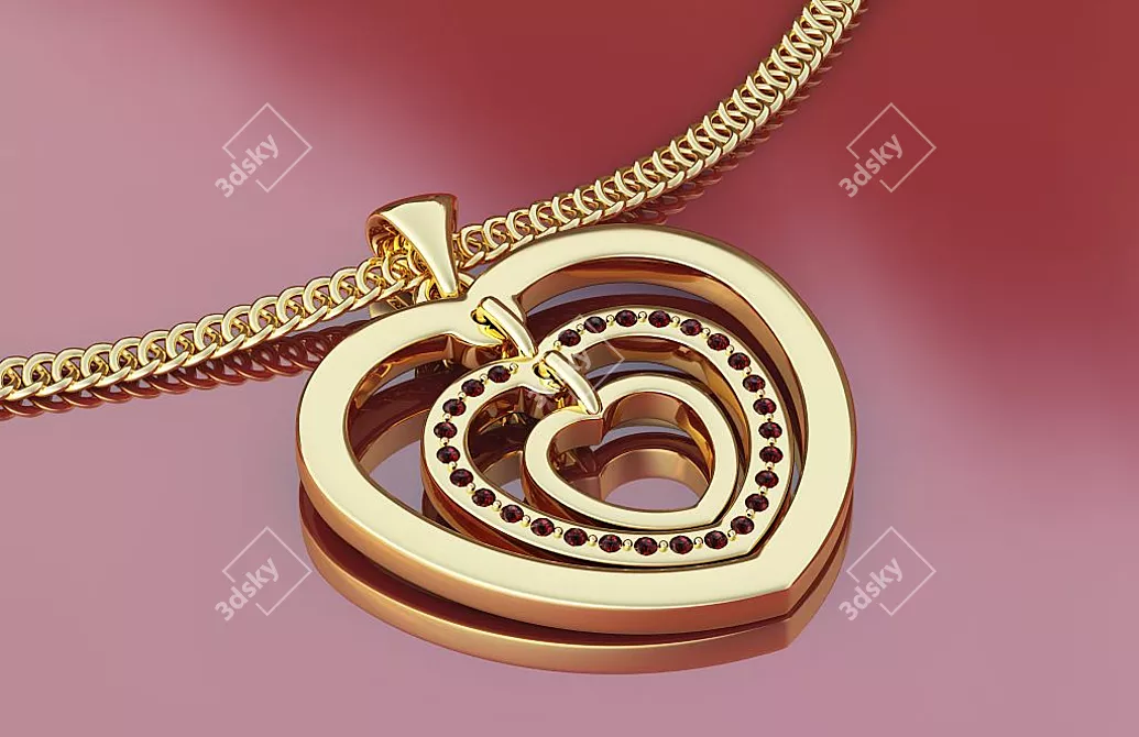 Eternal Love Hearts Pendant 3D model image 1