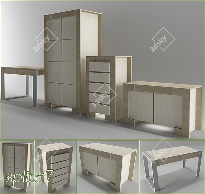 Sleek Modern Furniture Set 3D model image 1