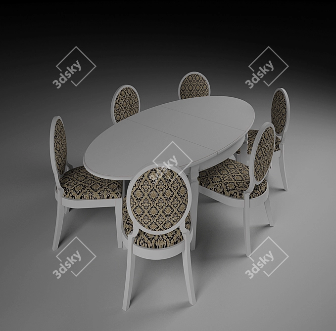 Modern Table & Chairs Set 3D model image 1