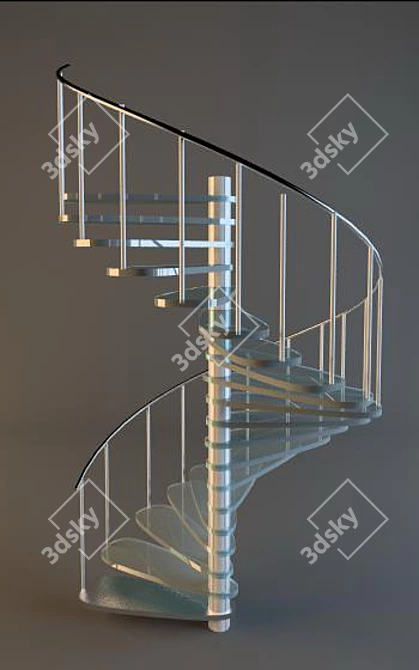 Elegant Glass Spiral Staircase 3D model image 1