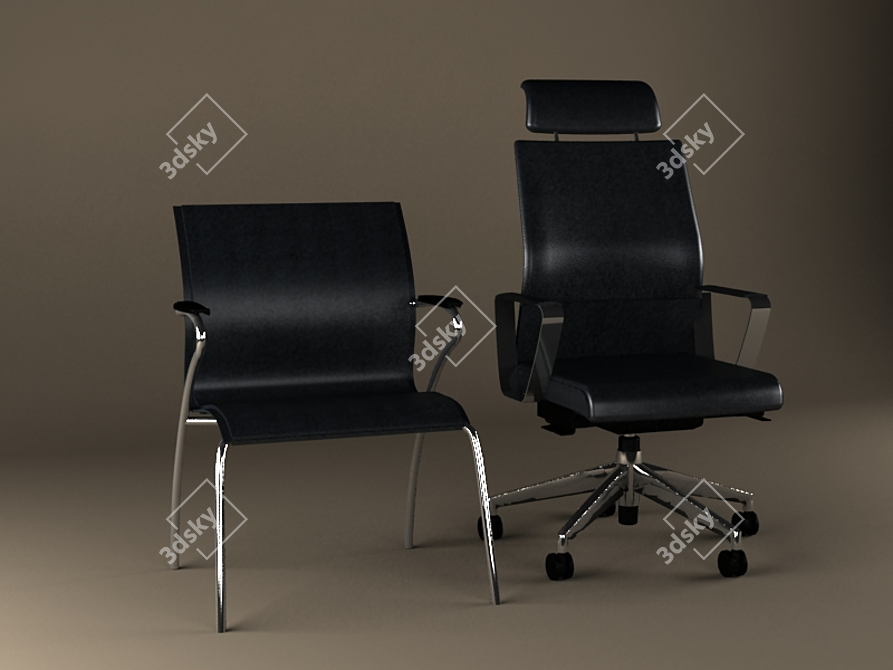 Executive Leather Office Chairs by Vigano 3D model image 1