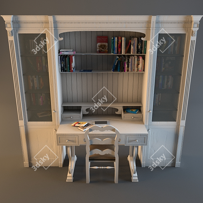 Versatile Wardrobe with Desk 3D model image 1