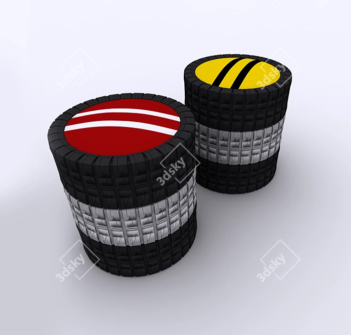 Abstract Techno Stools 3D model image 1