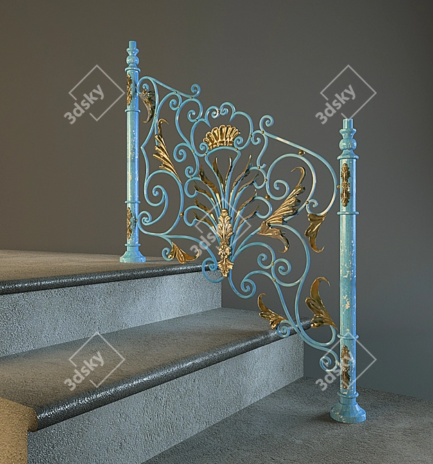 Elegant Steel Fence 3D model image 1