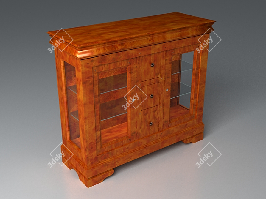 Elegant OB 20.06 Alder Wood Glass Komod 3D model image 1