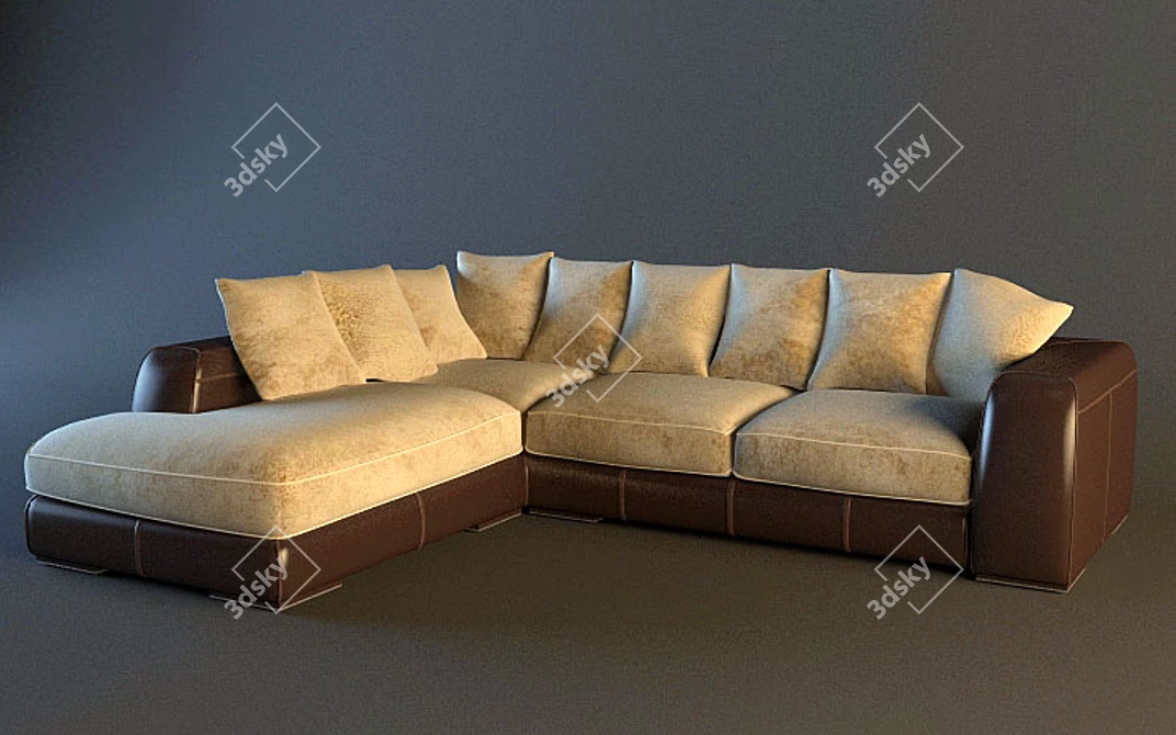 Cozy Textured Sofa 3D model image 1