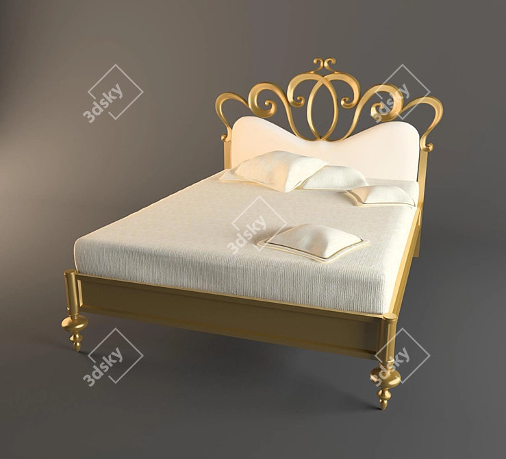 Sofia Art Deco Bed 3D model image 1