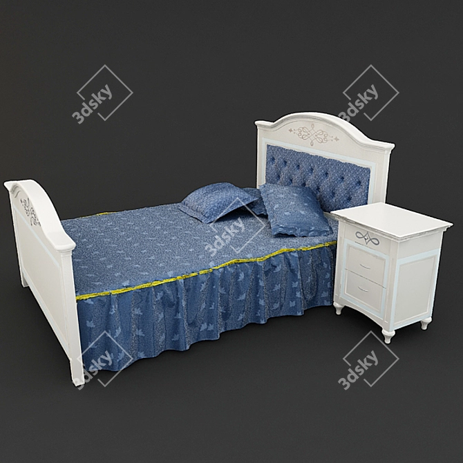 Modern Domus Bed and Nightstand 3D model image 1