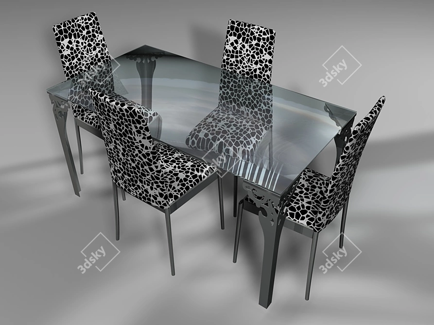 Modern Dining Set: Table and Chairs 3D model image 1