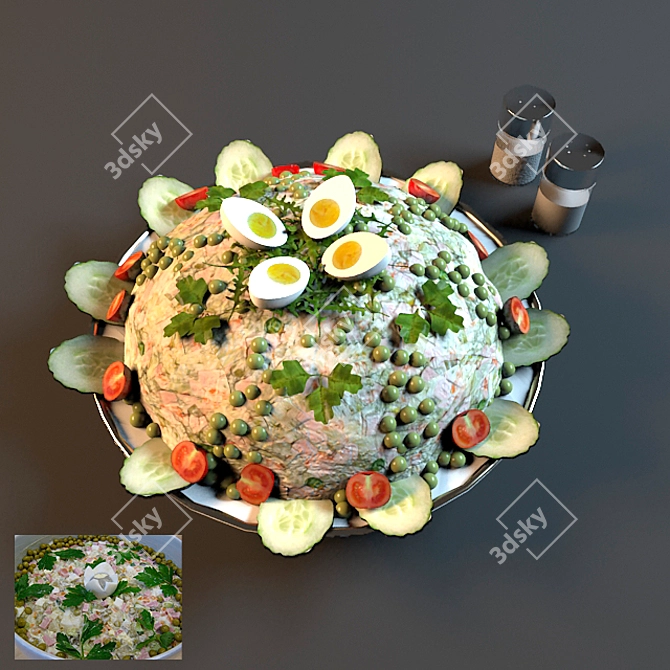 Russian Classic Olivier Salad 3D model image 1