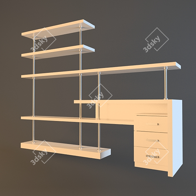 Compact Table with Shelves 3D model image 1