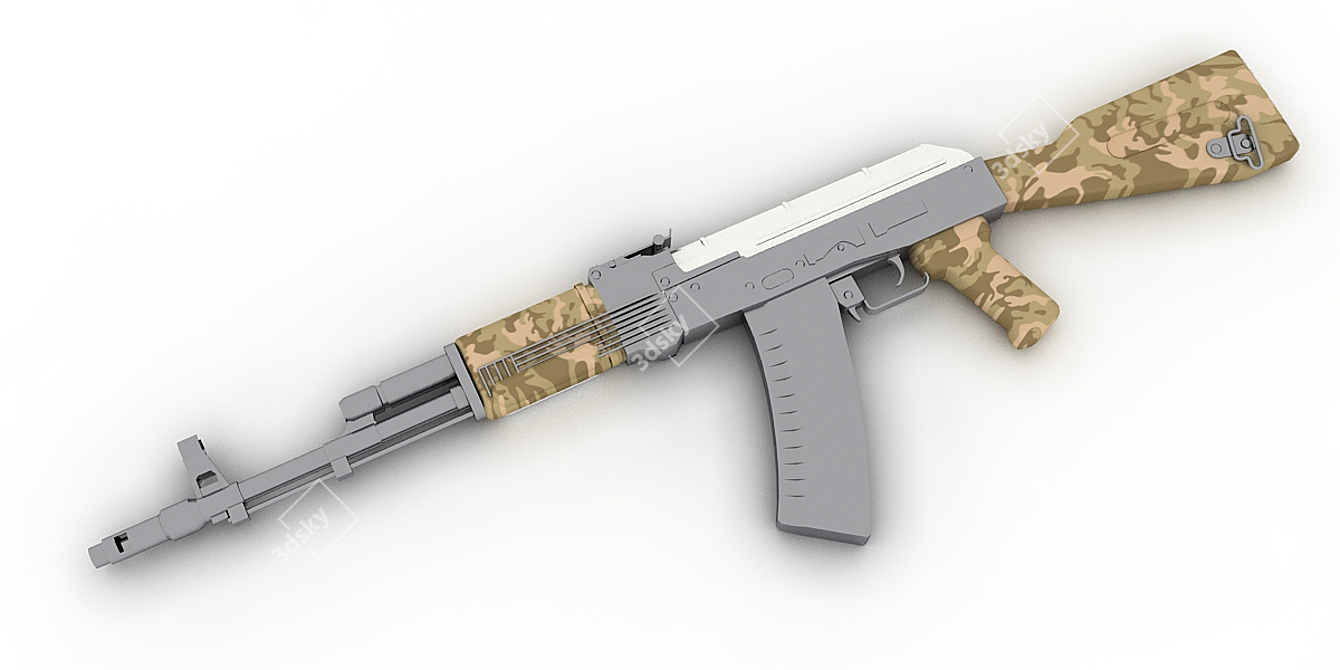 High-Poly AK-74 Rifle 3D model image 1