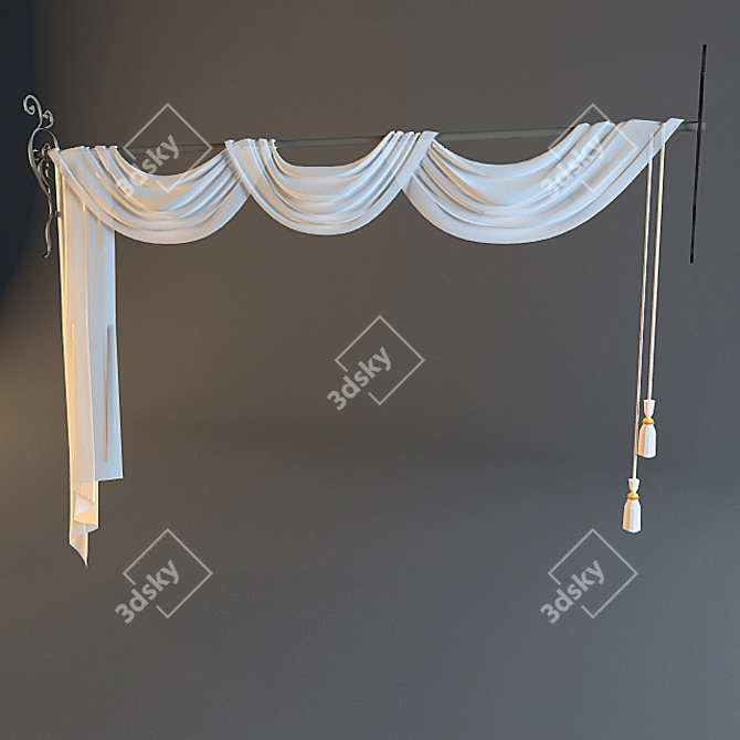 Elegant Iron Curtain Rod 3D model image 1