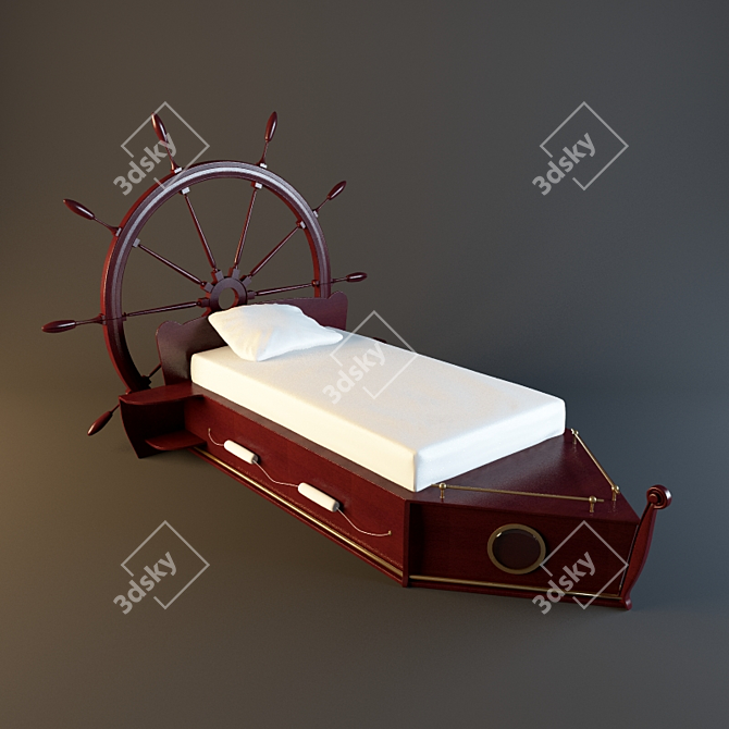 Kids Ship Bed with Steering Wheel 3D model image 1