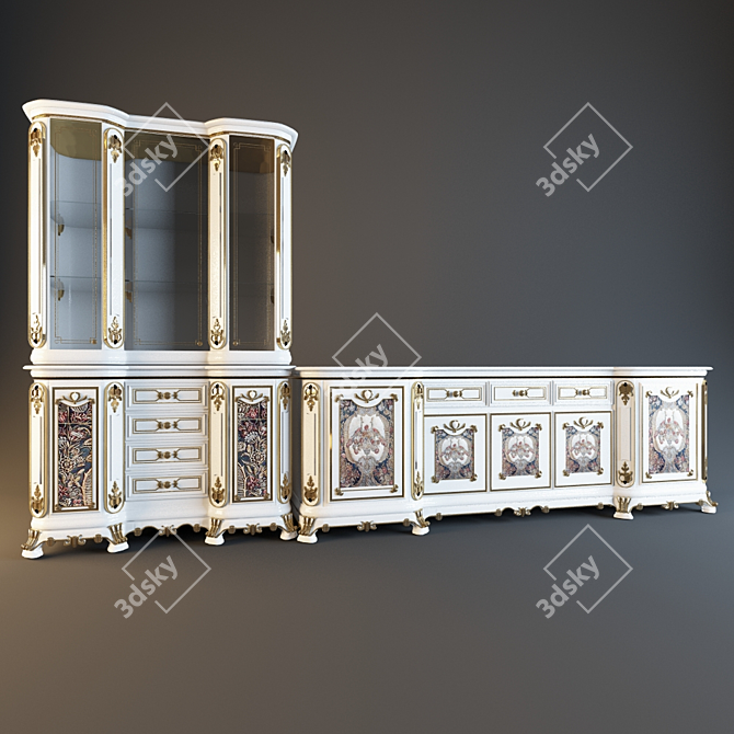 Sillik Chest & Wardrobe Set 3D model image 1