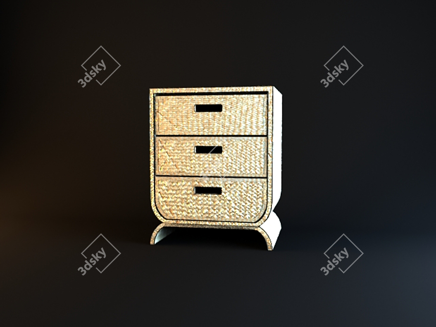 Rattan Bedside Table 3D model image 1