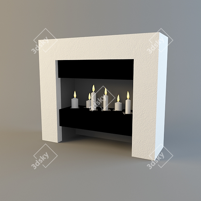 Faux Fireplace with Candles 3D model image 1