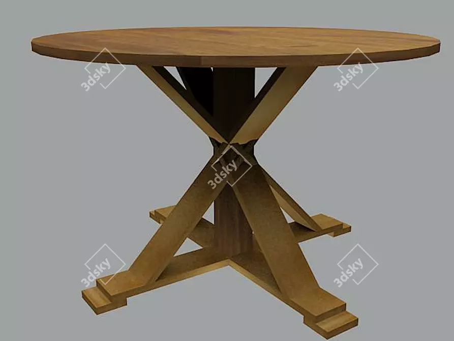 Rustic Country Style Table 3D model image 1