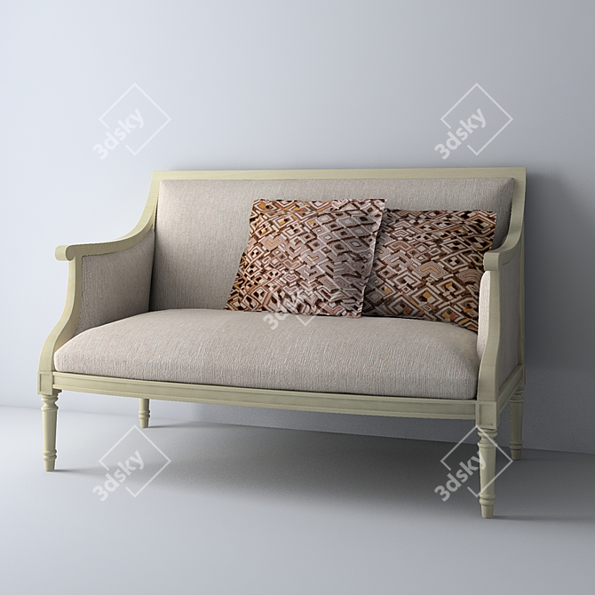 Elegant Retro Sofa 3D model image 1