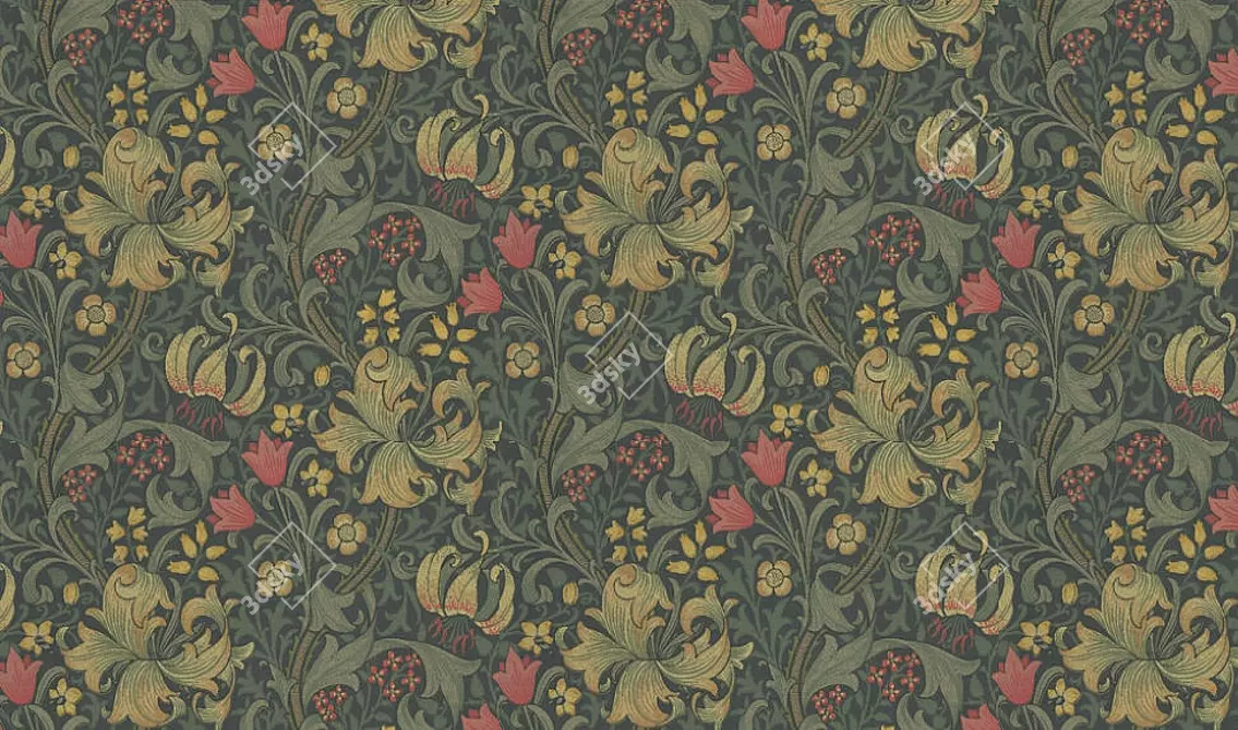 Morris Archive Golden Lily Wallpapers 3D model image 1