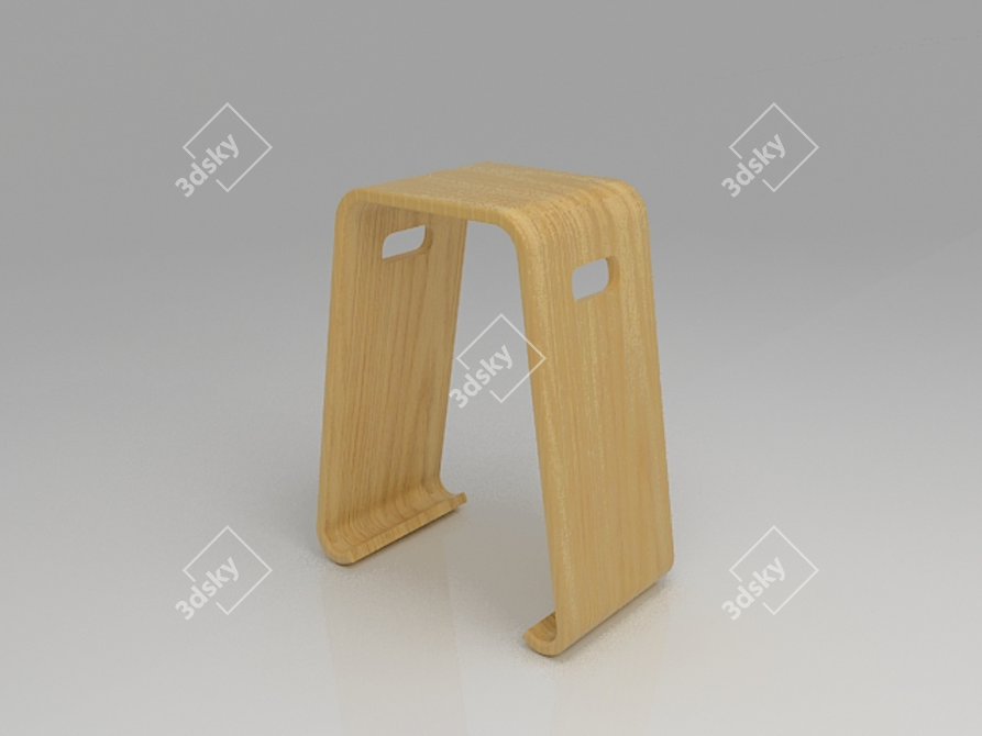 Modern Wooden Stool 3D model image 1