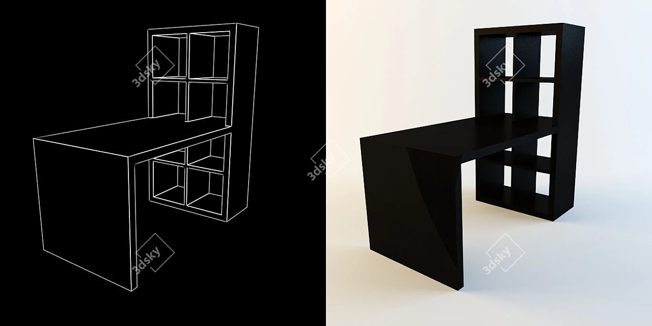 Versatile IKEA Expedit Table-Shelve 3D model image 1