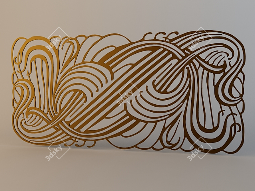 Art-Nouveau-inspired Decorative Grille 3D model image 1