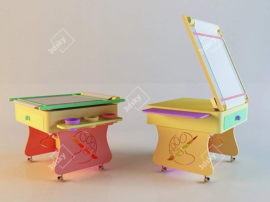 Adjustable Kids Easel for Ages 5-7 3D model image 1