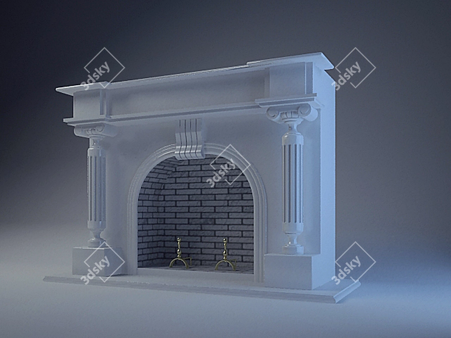 Classic White Fireplace 3D model image 1