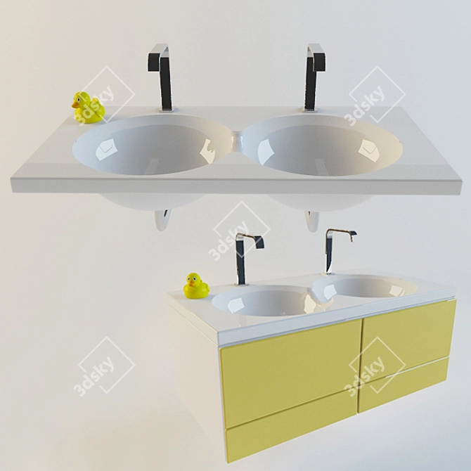 Roca Veranda Double Sink 3D model image 1