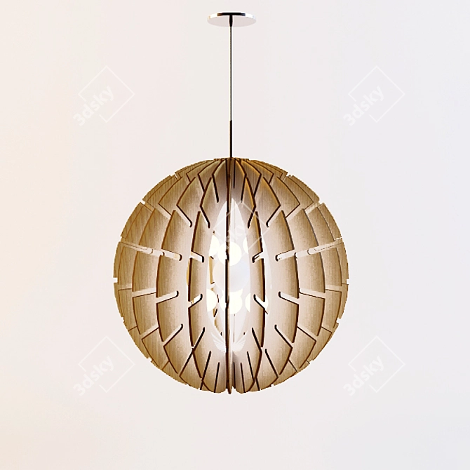 Wooden Plate Chandelier 3D model image 1