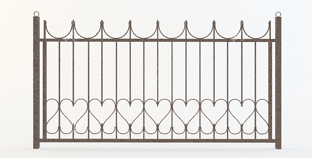 Durable Metal Fence 3D model image 1