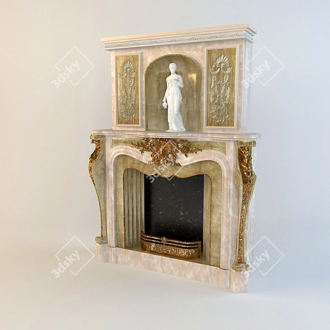  Classic Fireplace Model with Materials and Textures 3D model image 1