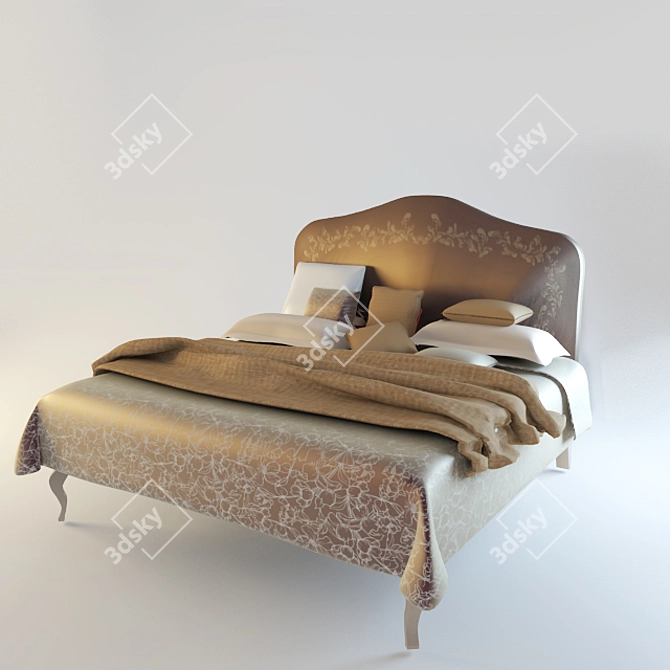 Beige Bed: Sleek and Stylish 3D model image 1