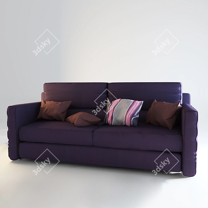 Plush Purple Sofa 3D model image 1