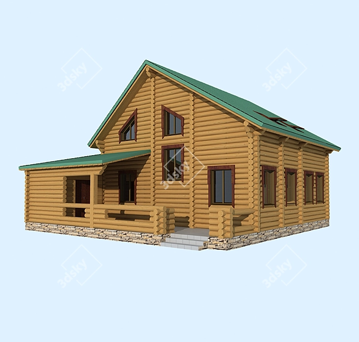 Rustic Log Home Retreat 3D model image 1