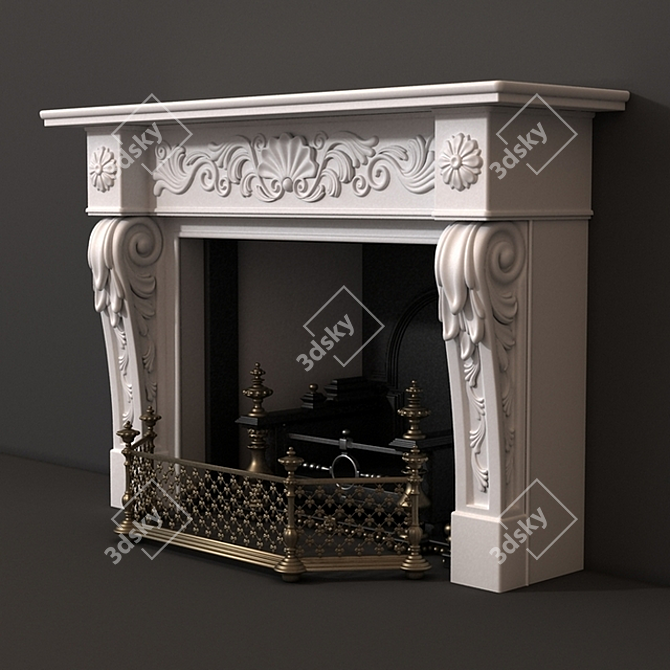 Elegant Photo-Inspired Fireplace 3D model image 1