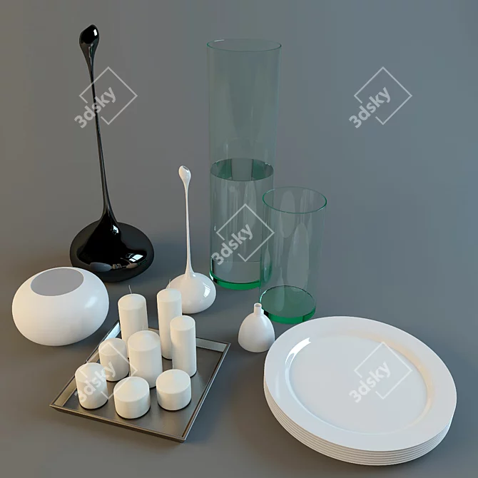 Elegant Home Decor Set 3D model image 1
