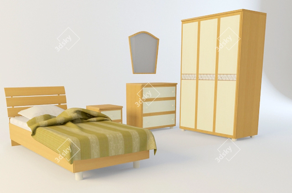 Mosaic Bedroom Set 3D model image 1