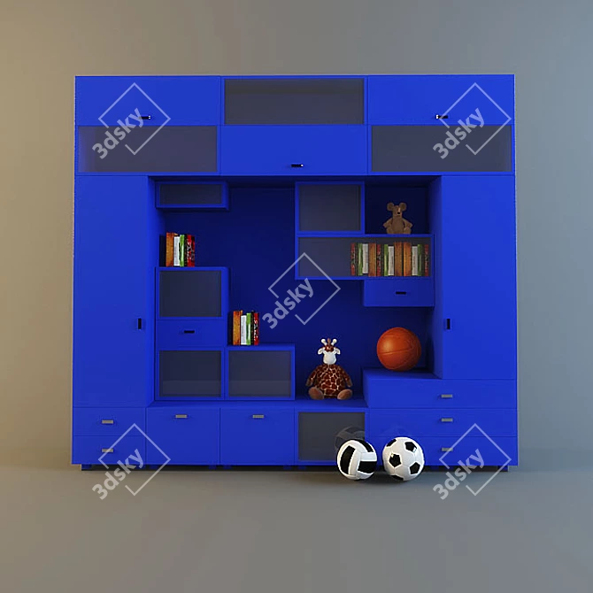 Boys' Room Wardrobe 3D model image 1