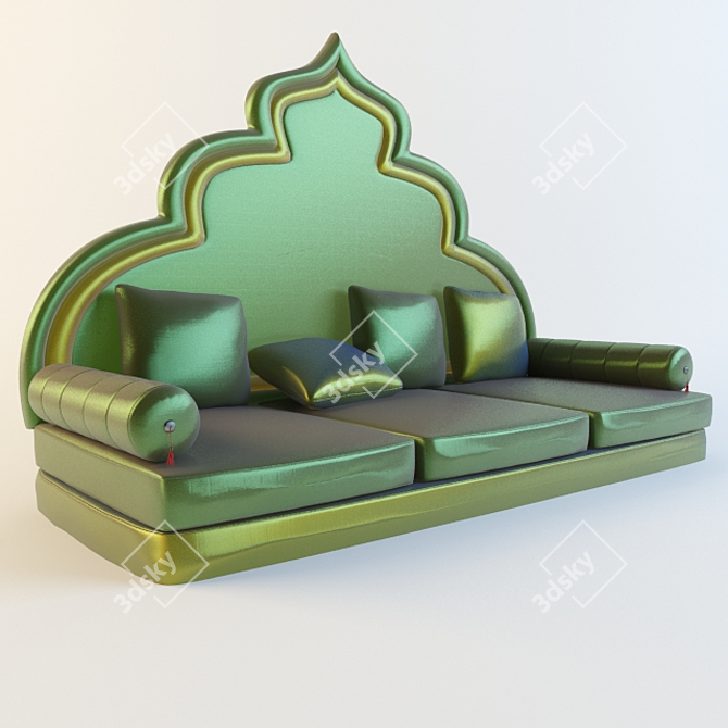 Eastern-Inspired Sofa 3D model image 1