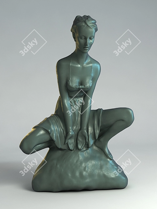 Bronze Girl Sculpture 3D model image 1