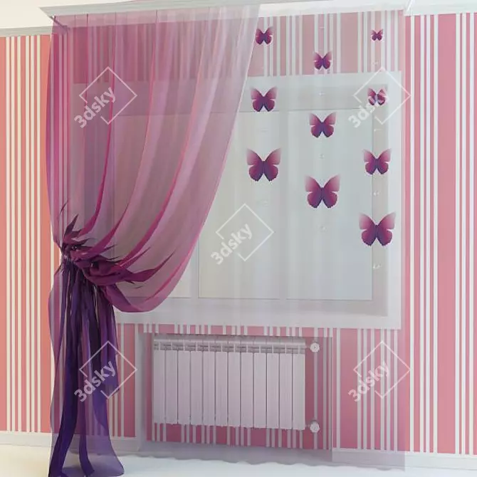 Children's Room Curtain 3D model image 1